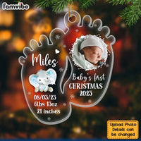 Personalized Elephant Photo Baby's First Christmas Baby Feet Ornament 27982 thumb 1