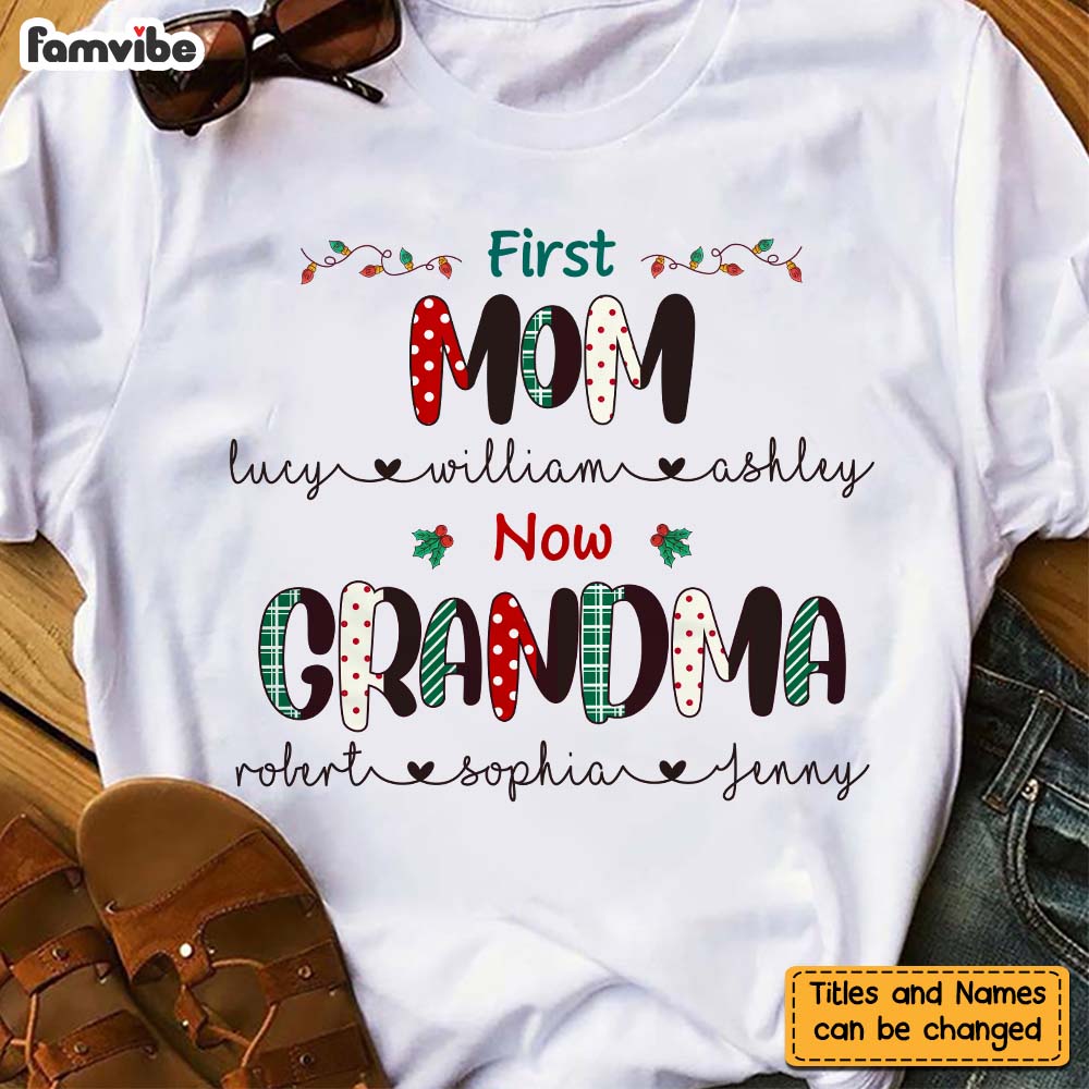 Personalized Gift For Nana First Mom Now Grandma Polkadot Shirt Hoodie Sweatshirt 27987 Primary Mockup