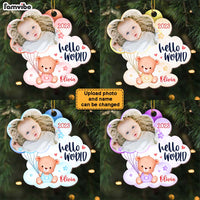 Personalized Newborn Baby Gift Bear Hello World Photo Ornament 27990 thumb 1