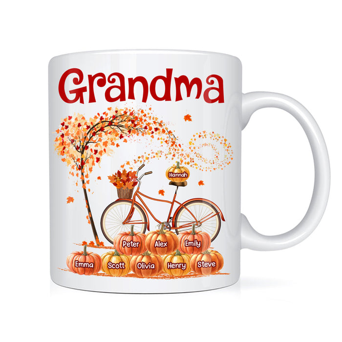 Personalized Gift For Grandma Bicycle With Pumpkins Fall Season Mug 27996 1