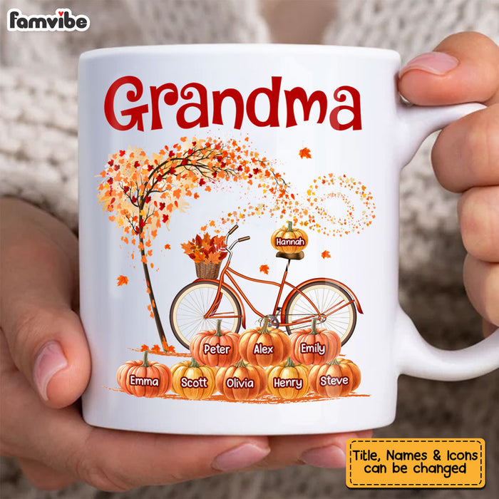 Personalized Gift For Grandma Bicycle With Pumpkins Fall Season Mug 27996 1