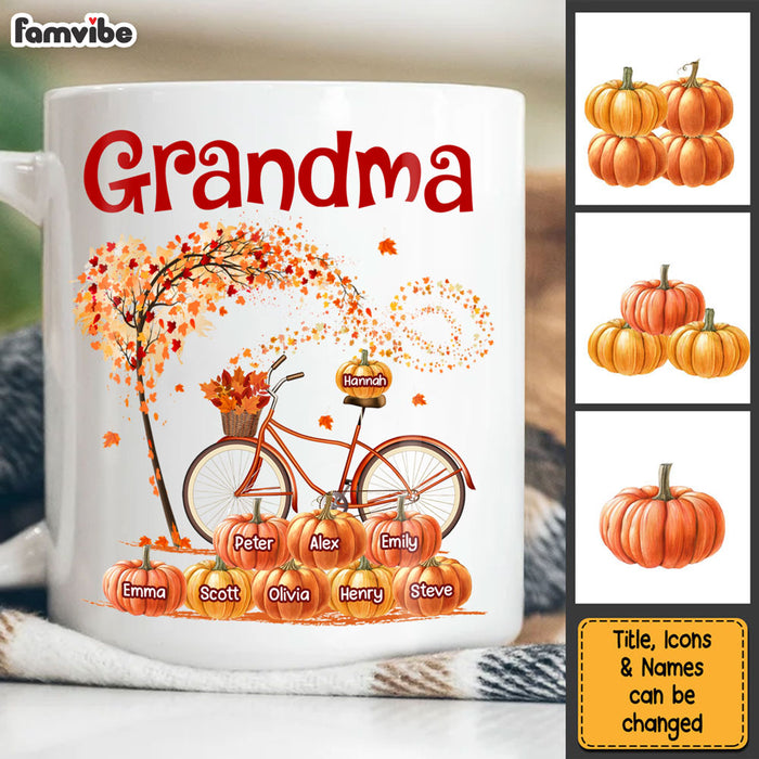 Personalized Gift For Grandma Bicycle With Pumpkins Fall Season Mug 27996 1