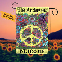 Personalized Hippie Peace Flower Flag JL73 30O36 thumb 1