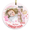 Personalized Newborn Gift Baby First Photo Circle Ornament 28015 thumb 1