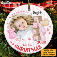 Personalized Newborn Gift Baby First Photo Circle Ornament 28015 thumb 1