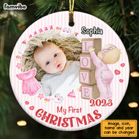 Personalized Newborn Gift Baby First Photo Circle Ornament 28015 thumb 1