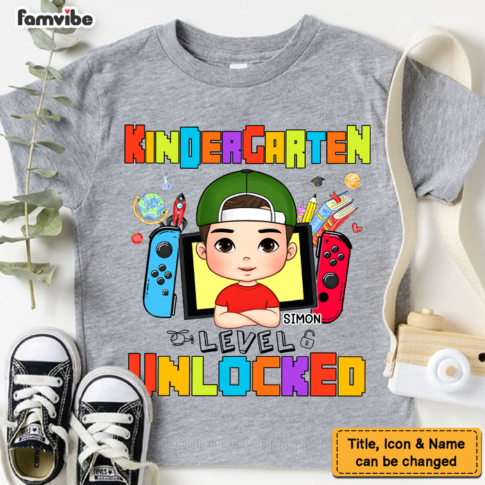 Personalized Back To School Gift For Grandson Level Unlocked Kid T Shirt 28018 1