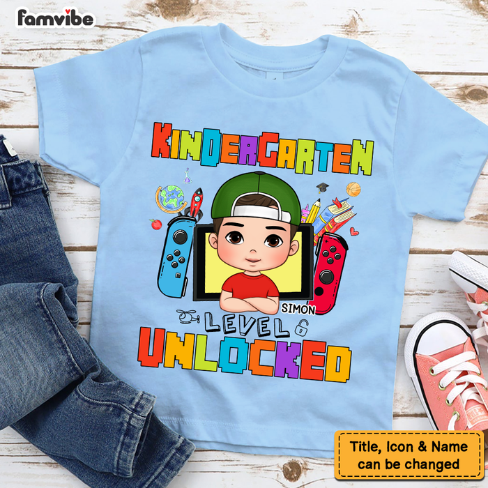 Personalized Back To School Gift For Grandson Level Unlocked Kid T Shirt 28018 1