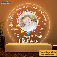 Personalized  Upload Photo Baby's First Christmas Plaque LED Lamp Night Light 28021 thumb 1