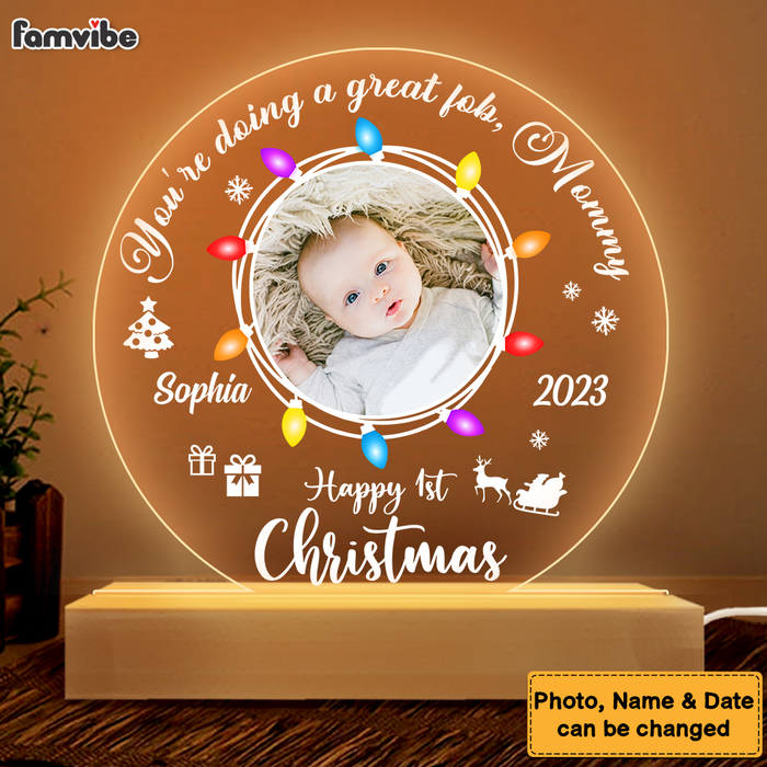 Personalized  Upload Photo Baby's First Christmas Plaque LED Lamp Night Light 28021 1