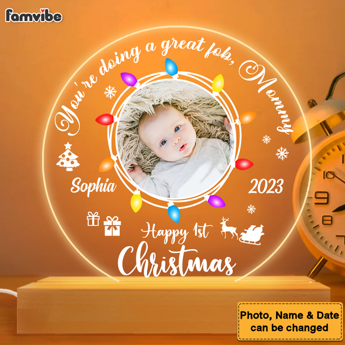 Personalized  Upload Photo Baby's First Christmas Plaque LED Lamp Night Light 28021 1