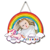 Personalized  Upload Photo Baby's World Unicorn Wood Sign 28022 thumb 1