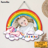 Personalized  Upload Photo Baby's World Unicorn Wood Sign 28022 thumb 1