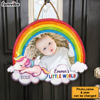 Personalized  Upload Photo Baby's World Unicorn Wood Sign 28022 thumb 1