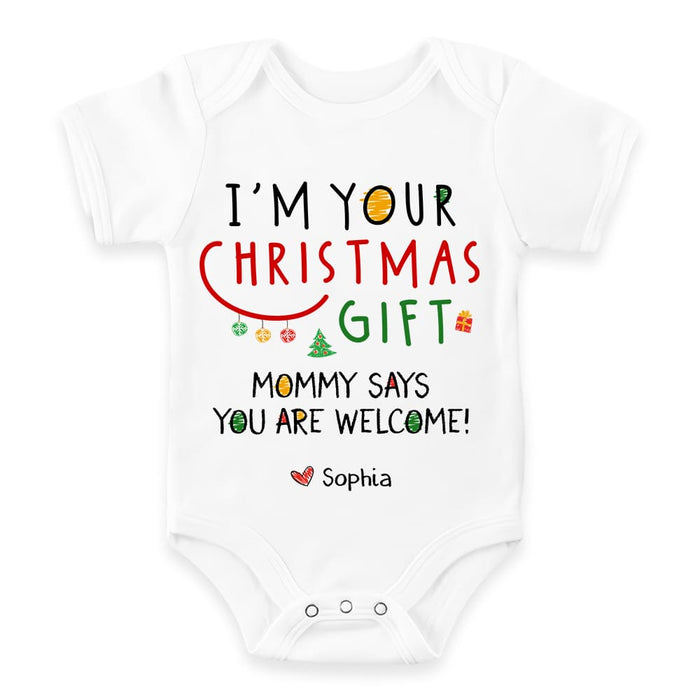 Personalized I'm Your Christmas Gift Baby Onesie 28023 1