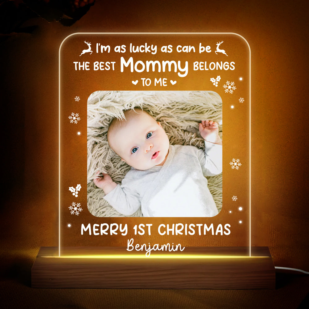 Personalized Baby Newborn Gift Merry 1st Christmas Mommy Plaque LED Lamp Night Light 28024 Primary Mockup