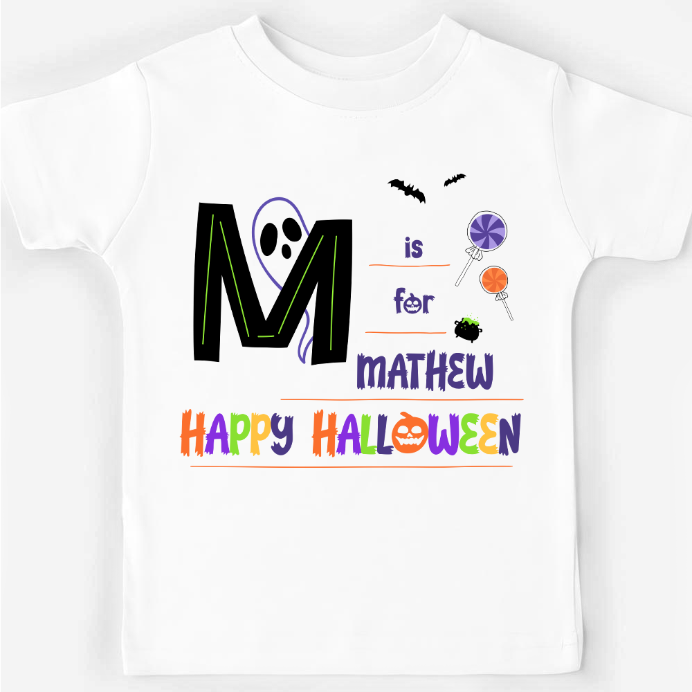 Personalized Gift For Grandson Alphabet Halloween Kid T Shirt 28027 Mockup Black