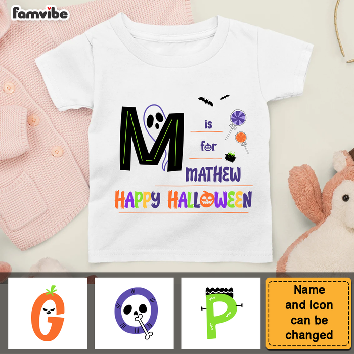 Personalized Gift For Grandson Alphabet Halloween Kid T Shirt 28027 1