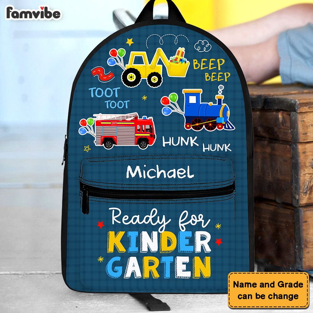 Personalized 3rd Birthday For Grandson Digger Train Fire Engine Cars BackPack 28029 Primary Mockup