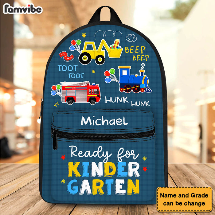 Personalized 3rd Birthday For Grandson Digger Train Fire Engine Cars BackPack 28029 1