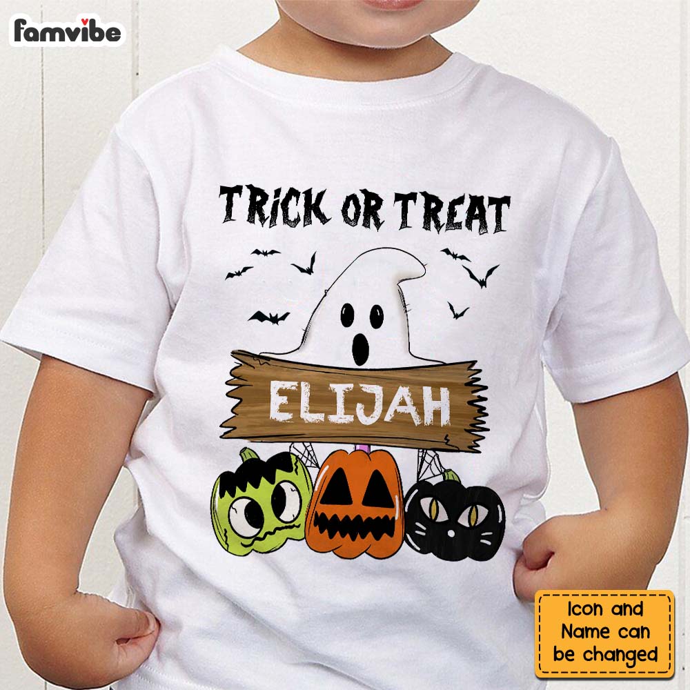 Personalized Grandson Gift Halloween Ghost Sublimation Trick Or Treat Kid T Shirt 28031 Mockup 2