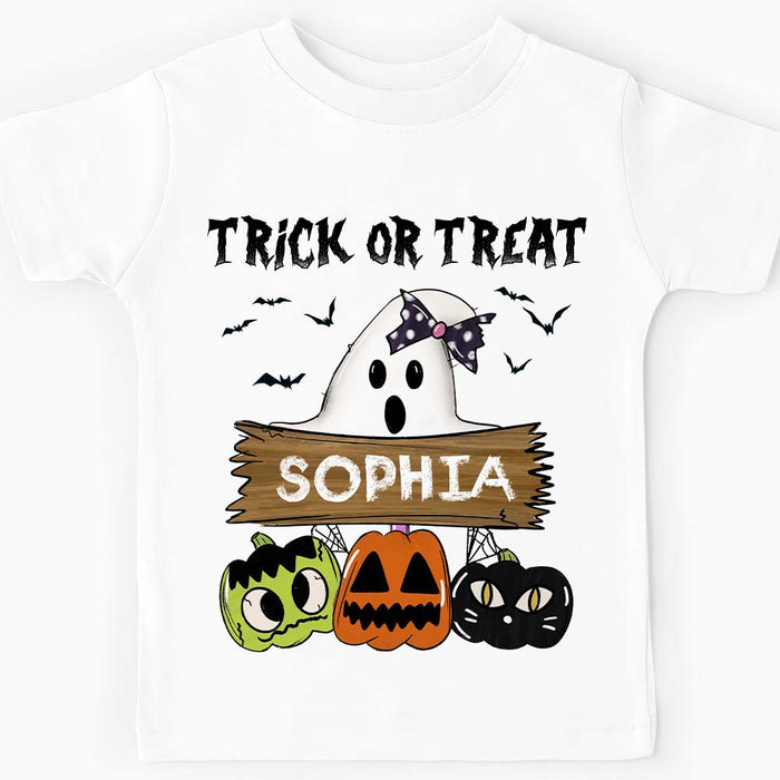 Personalized Grandson Gift Halloween Ghost Sublimation Trick Or Treat Kid T Shirt 28031 1