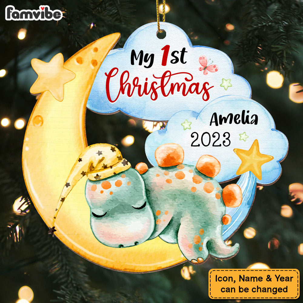 Personalized Baby Gift My First Christmas Dinosaur Ornament 28035 Primary Mockup