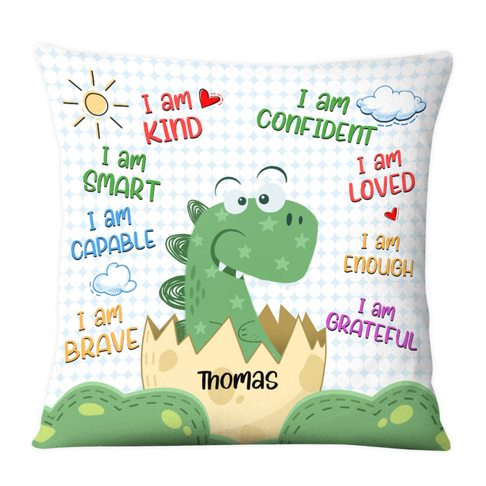 Personalized Gift For Grandson Dinosaur Motivation Affirmation Pillow 28038 1