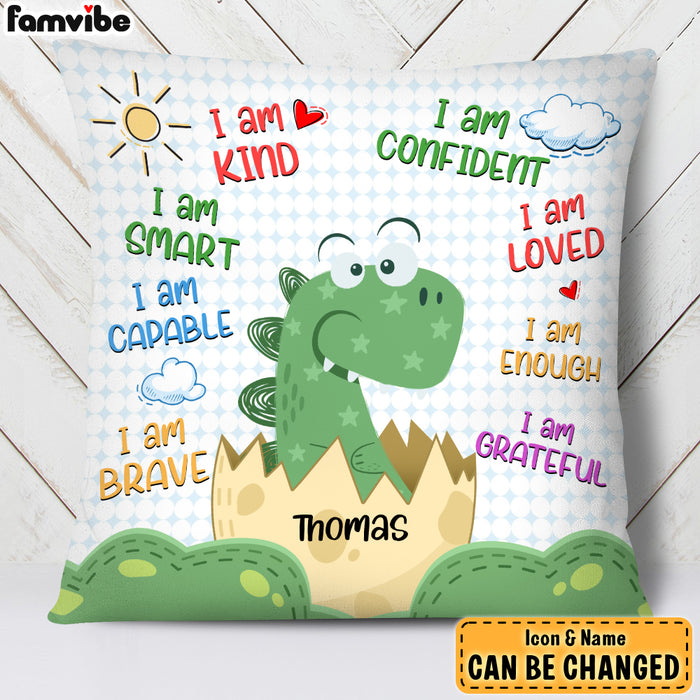 Personalized Gift For Grandson Dinosaur Motivation Affirmation Pillow 28038 1