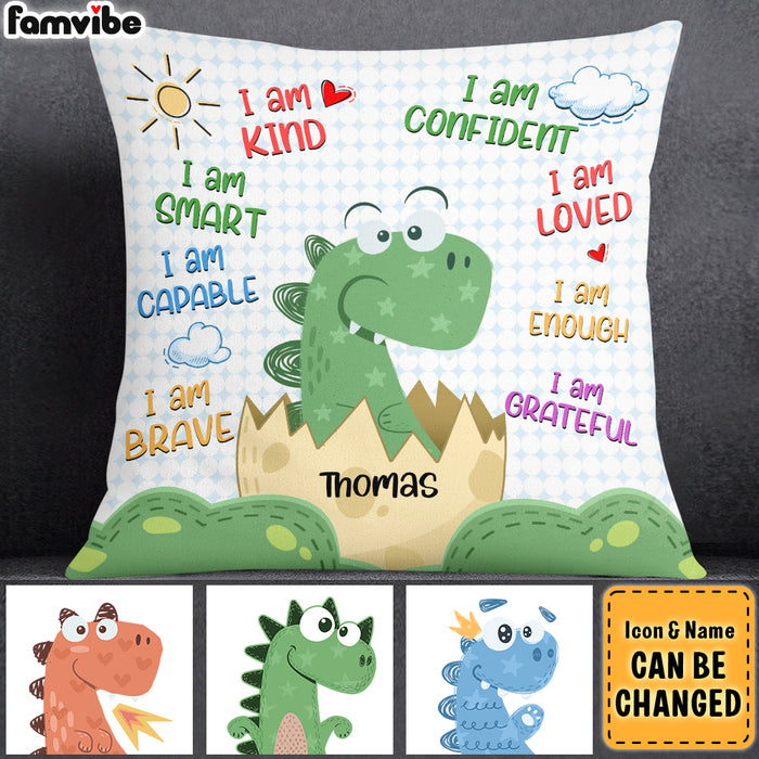 Personalized Gift For Grandson Dinosaur Motivation Affirmation Pillow 28038 1