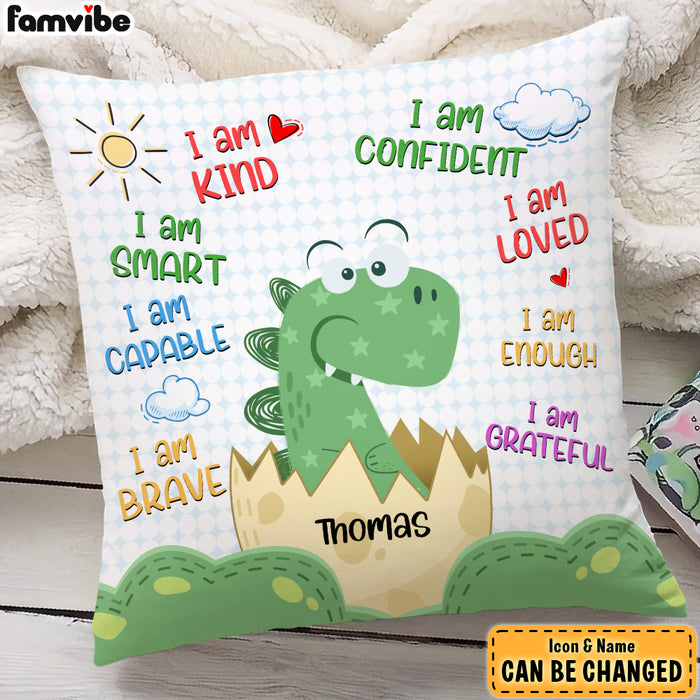 Personalized Gift For Grandson Dinosaur Motivation Affirmation Pillow 28038 1