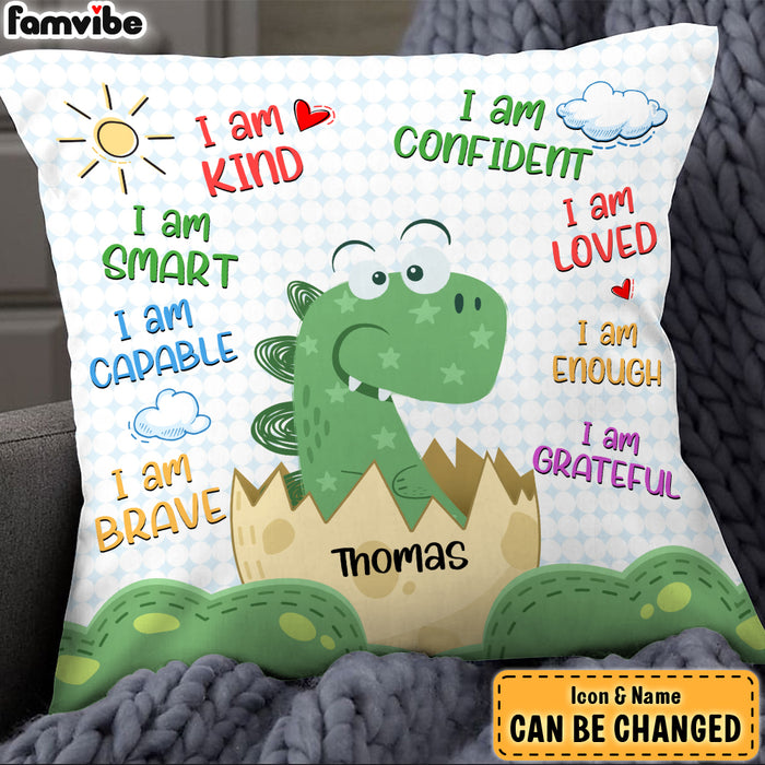 Personalized Gift For Grandson Dinosaur Motivation Affirmation Pillow 28038 1