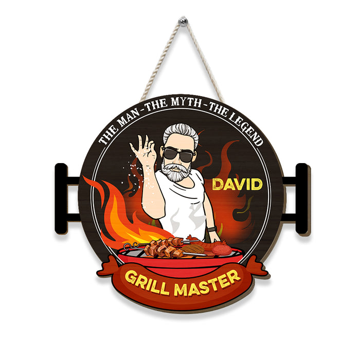 Personalized Gift For Grandpa Grill Master Wood Sign 28042 1