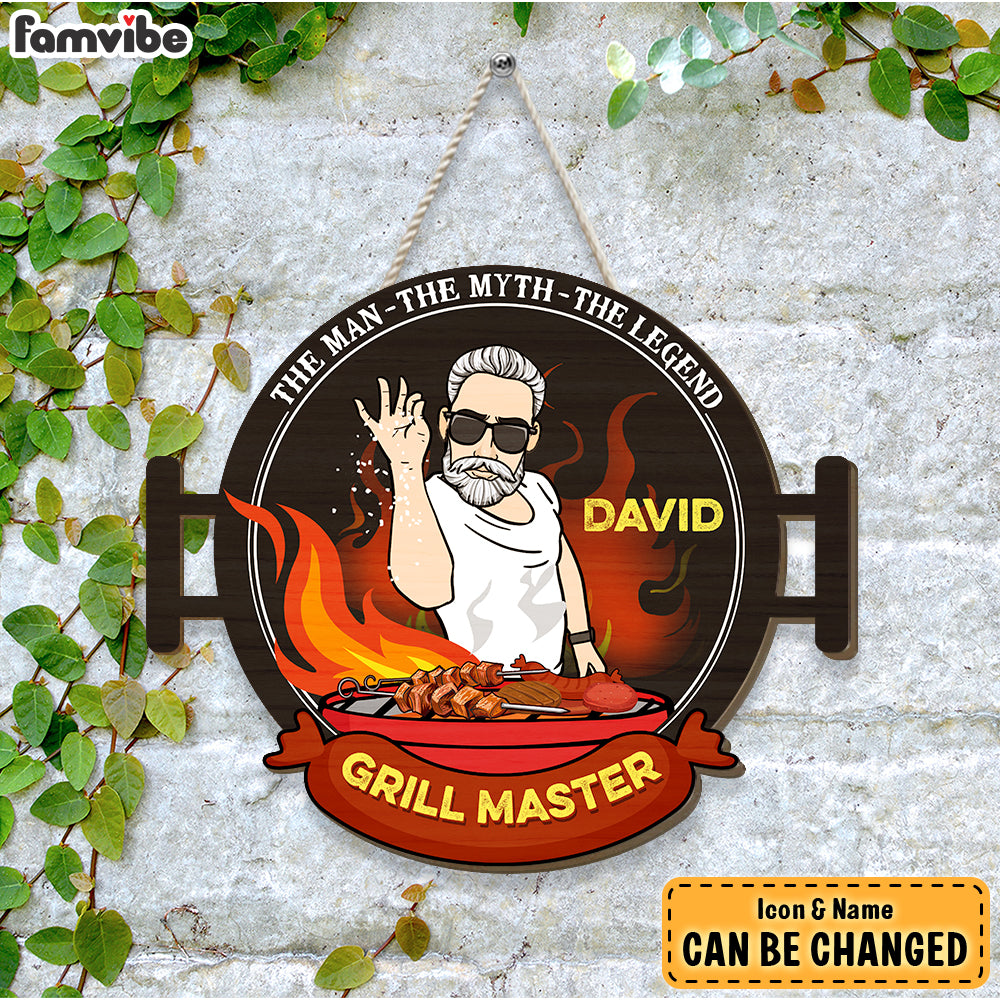 Personalized Gift For Grandpa Grill Master Wood Sign 28042 Primary Mockup