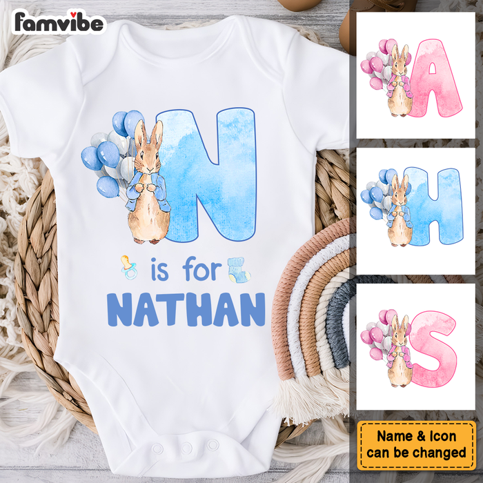 Personalized Gift For Baby Rabbit Alphabet Baby Onesie 28044 1
