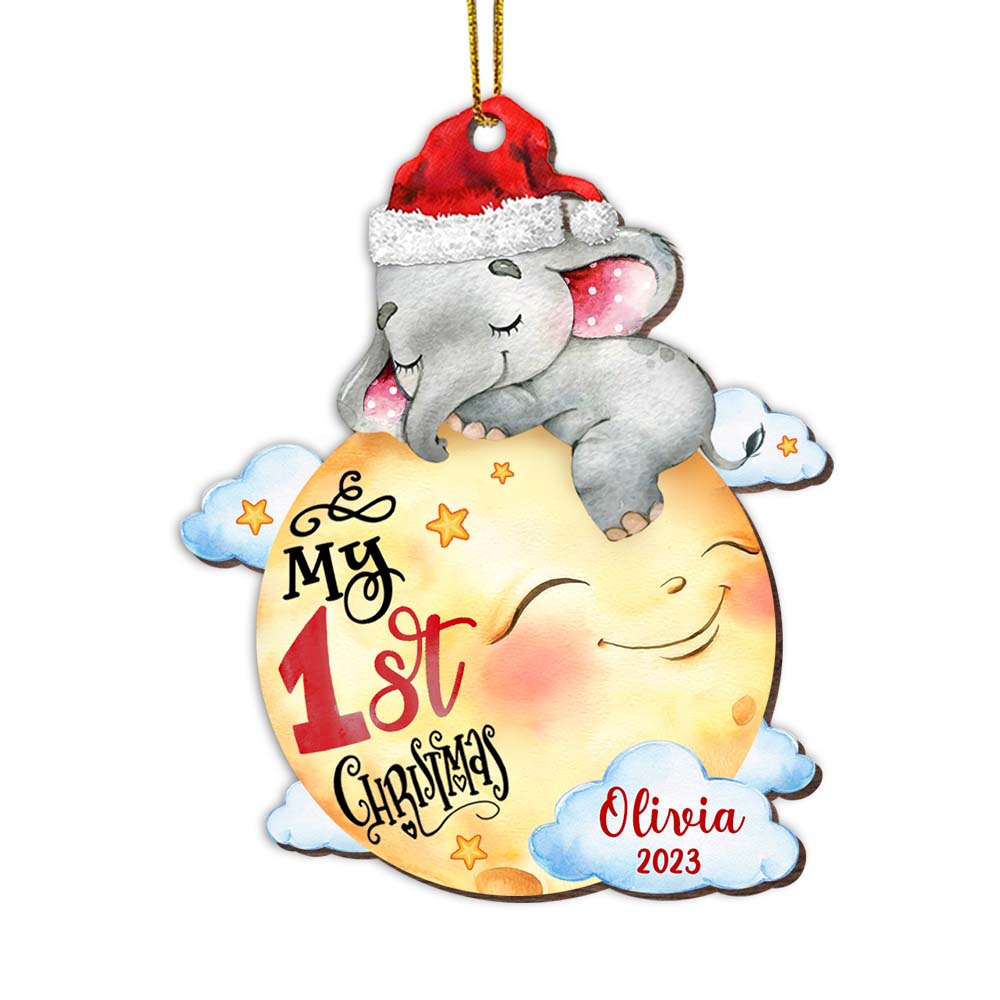 Personalized Baby Gift My First Christmas Elephant Ornament 28050 Primary Mockup