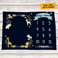 Personalized Animal Baby Milestone Blanket OB231 67O53 thumb 1