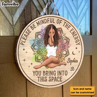 Personalized Gift For Daughter Be Mindful Of The Energy Round Wood Sign 28052 thumb 1
