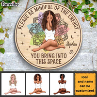 Personalized Gift For Daughter Be Mindful Of The Energy Round Wood Sign 28052 thumb 1