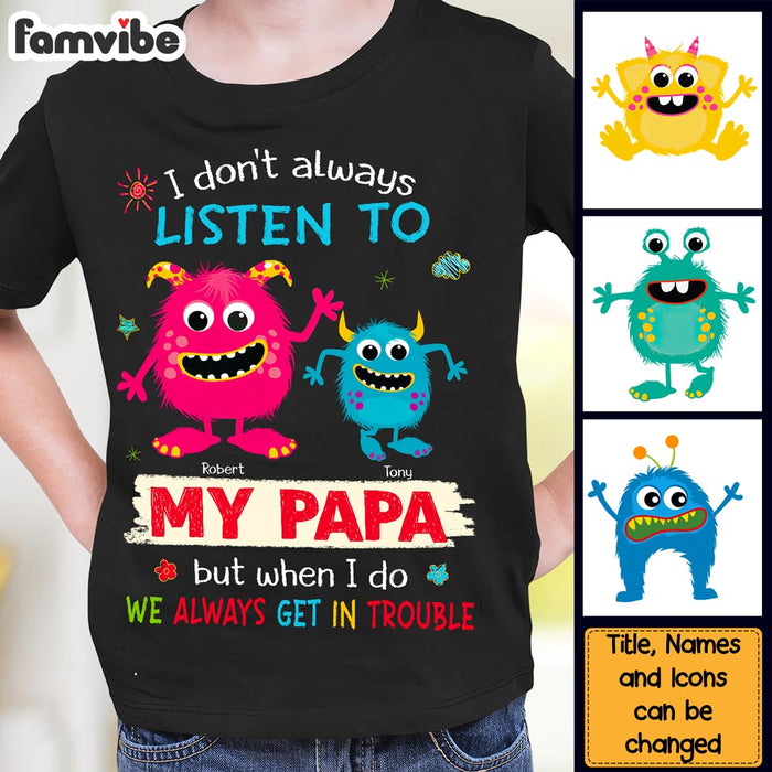 Personalized Gift For Grandson Monster Get In Trouble Kid T Shirt 28054 1