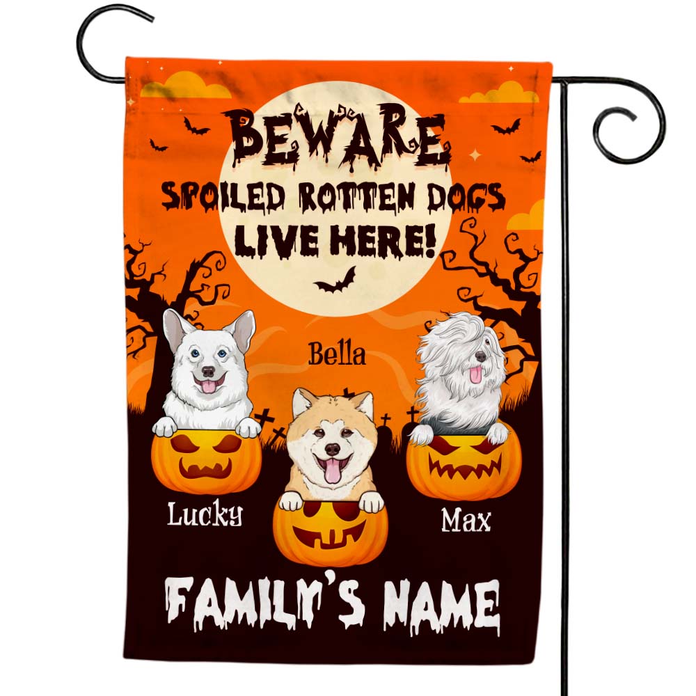 Personalized Gift For Family Halloween Spoiled Rotten Dogs Flag 28070 Primary Mockup