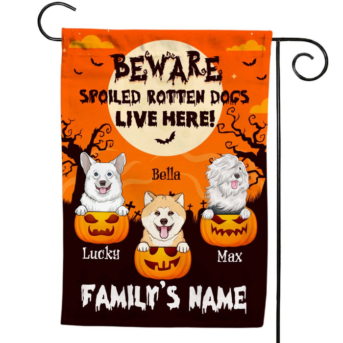 Personalized Gift For Family Halloween Spoiled Rotten Dogs Flag 28070 1