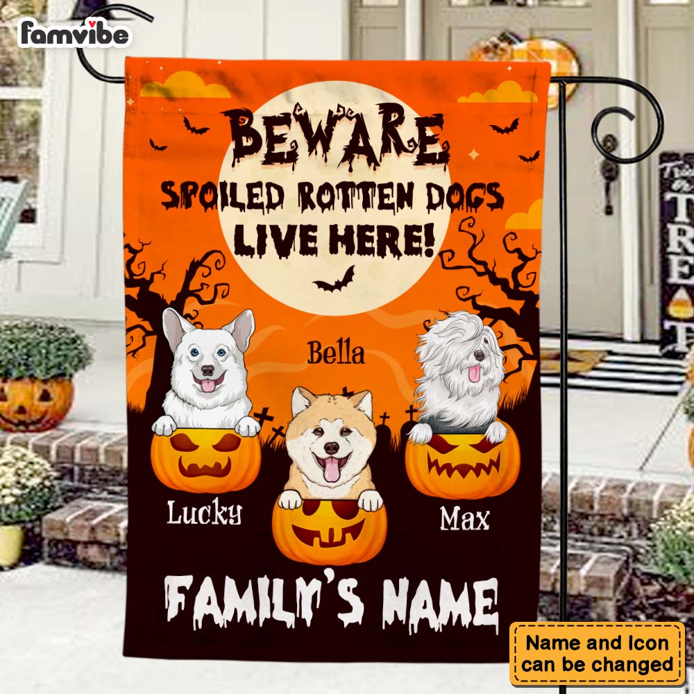 Personalized Gift For Family Halloween Spoiled Rotten Dogs Flag 28070 Primary Mockup