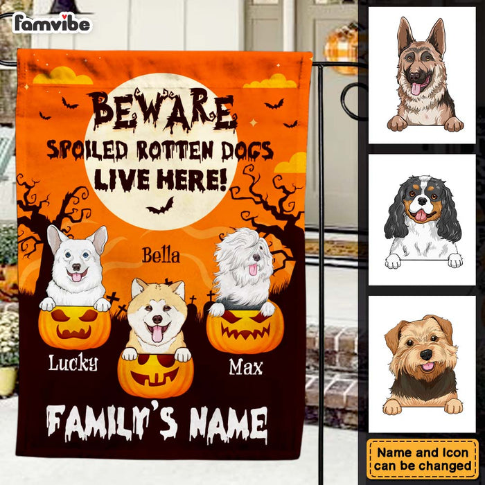 Personalized Gift For Family Halloween Spoiled Rotten Dogs Flag 28070 1