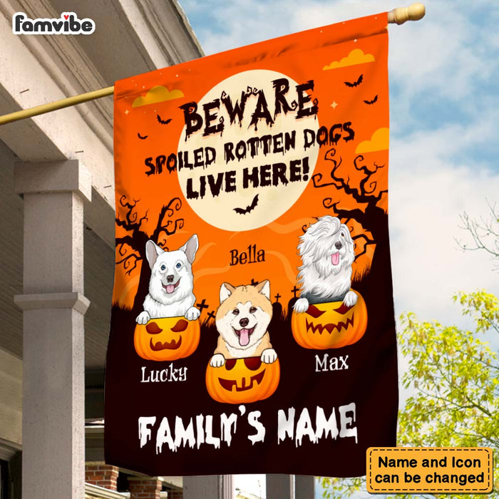 Personalized Gift For Family Halloween Spoiled Rotten Dogs Flag 28070 1
