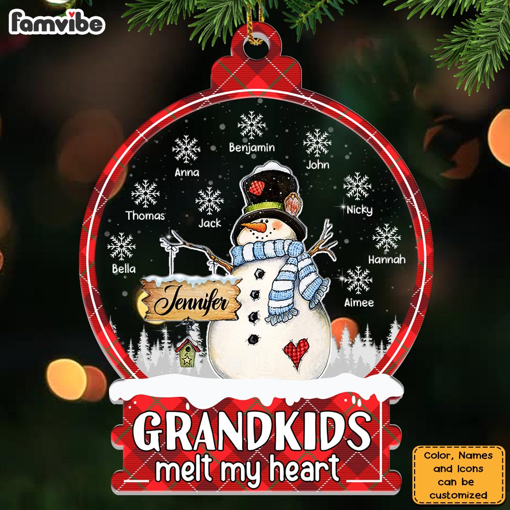 Personalized Christmas Gift For Grandma Grandkids Melt My Heart Ornament 28074 Primary Mockup