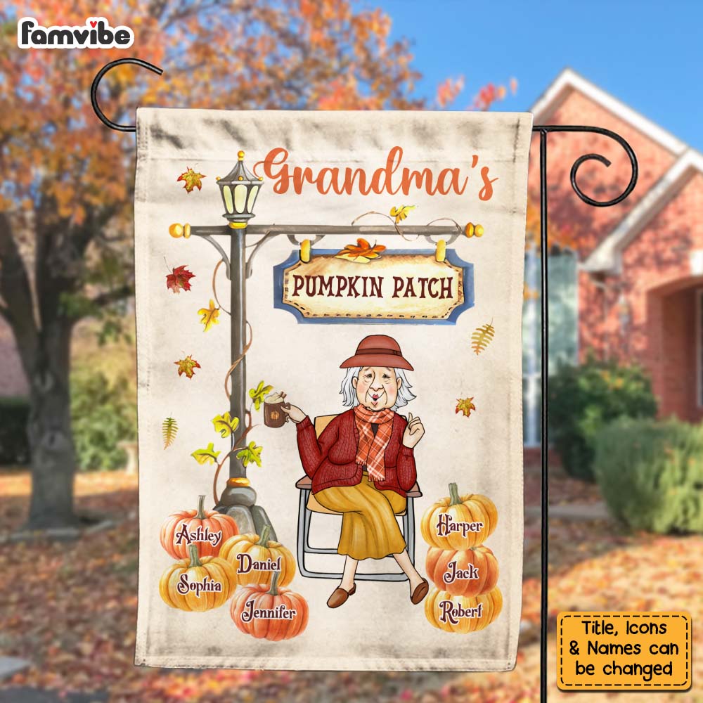 Personalized Gift For Grandma Fall Autumn Pumpkin Patch Flag 28075 Primary Mockup