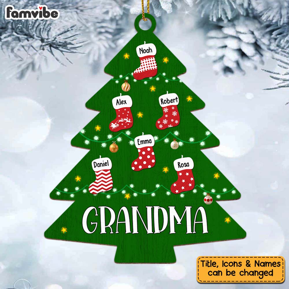 Personalized Gift For Grandma Christmas Socks Ornament 28082 Primary Mockup