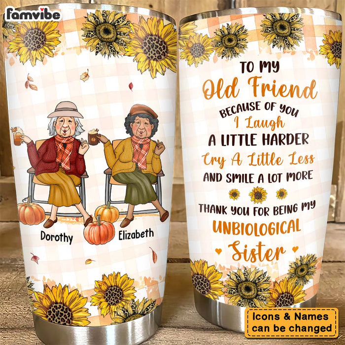 Personalized Gift For Old Friend Fall Autumn Plaid Steel Tumbler 28085 1