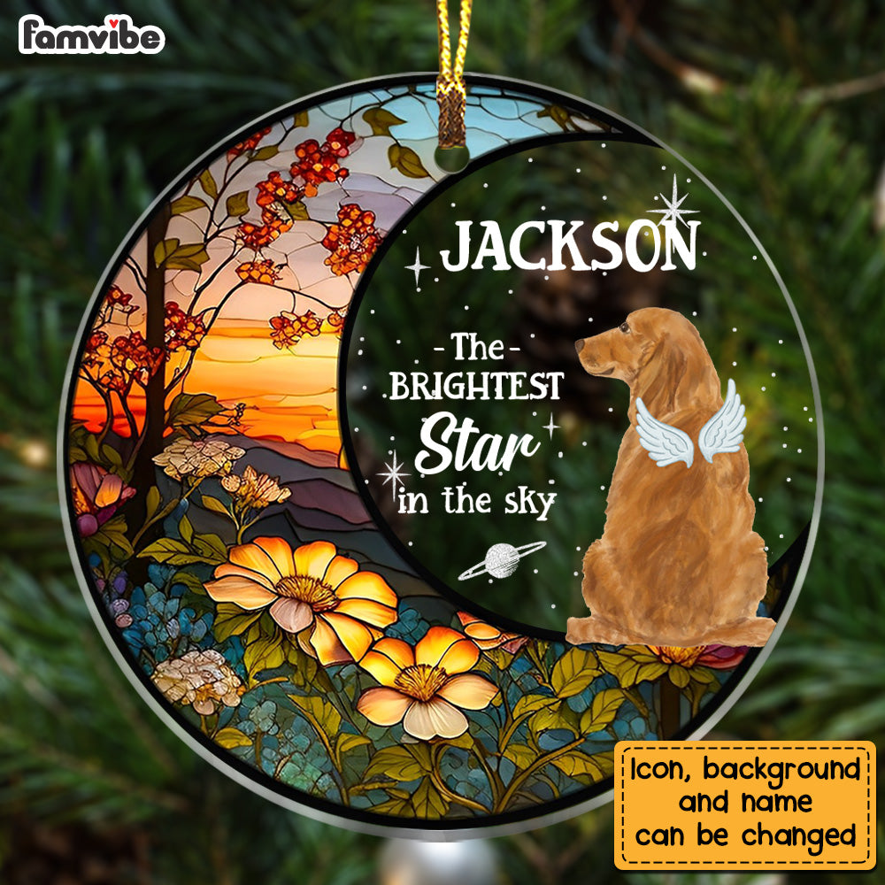 Personalized Dog Loss Memorial The Brightest Star Circle Ornament 28091 Primary Mockup